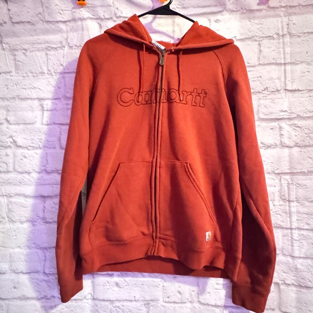 CARHARTT Women’s Zippered Fleece Jacket Reddish Orange SZ M